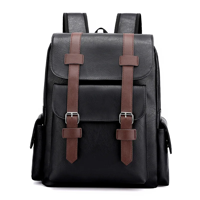 Fashion casual pu bag business laptop backpack vintage vegan leather mens backpack luxury bags
