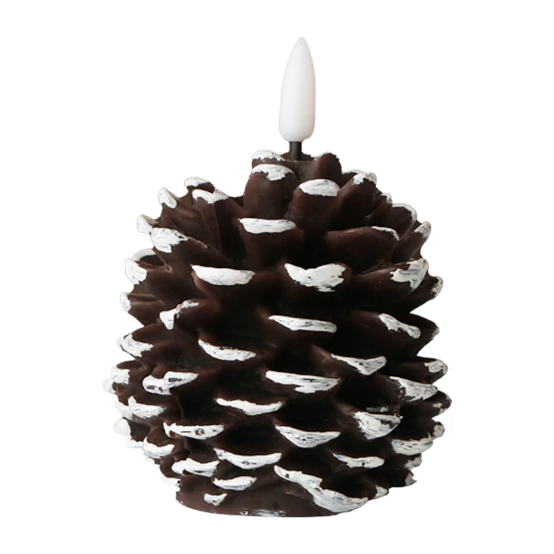 KSWING Brown Pine Wax LED Candle Light Flameless  Real Wax  decoration Candle Light for Bedroom