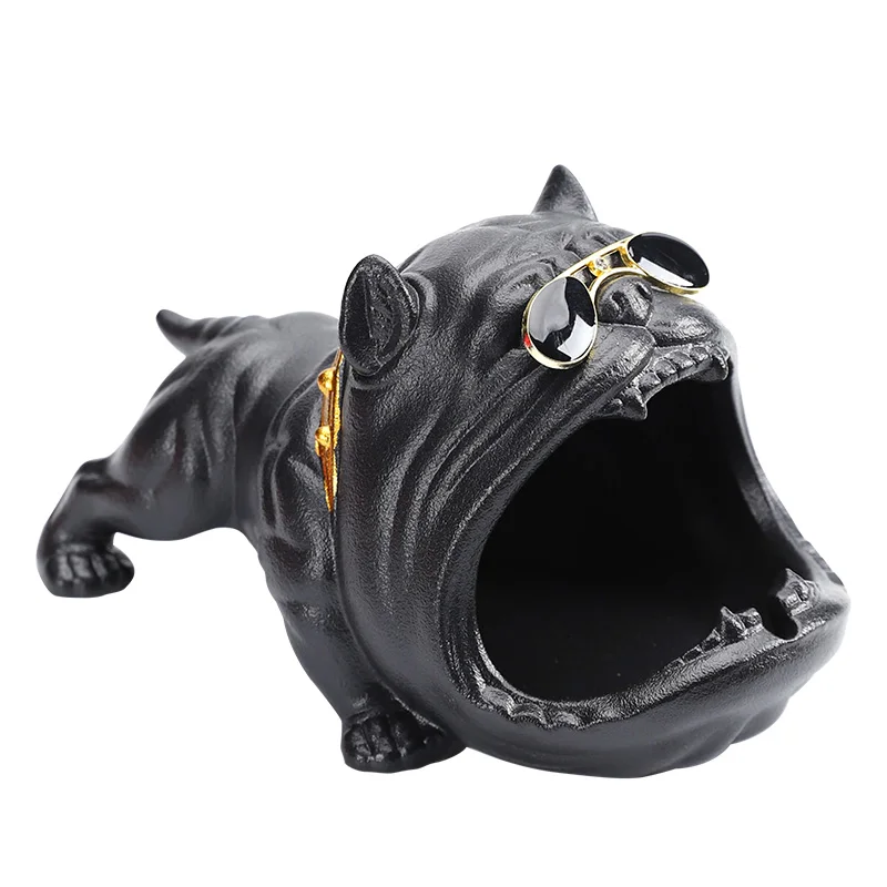 High grade cigarette ceramic ashtray with guard dog shaped factory wholesale ceramic ashtray