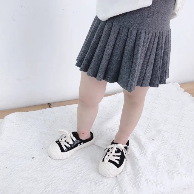 
KS1897 Wholesale girls skirt solid color pleated girl knit skirt 