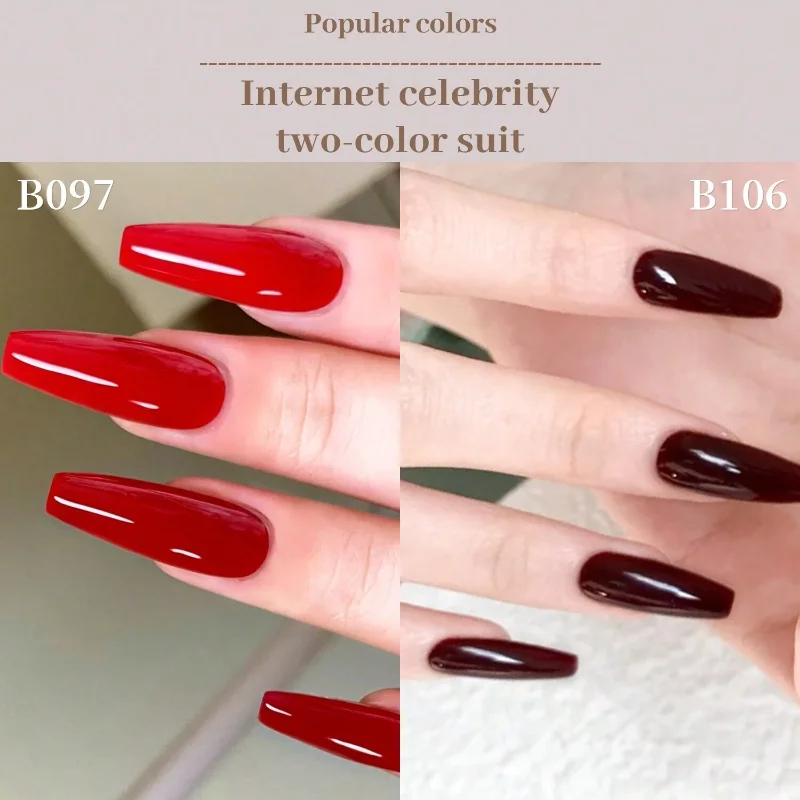 XEIJAYI 2Pcs Red Gel Nail Polish Set Light Deep Red Gel Polish Soak Off LED Set Nail Art Starter Manicure Salon DIY at Home