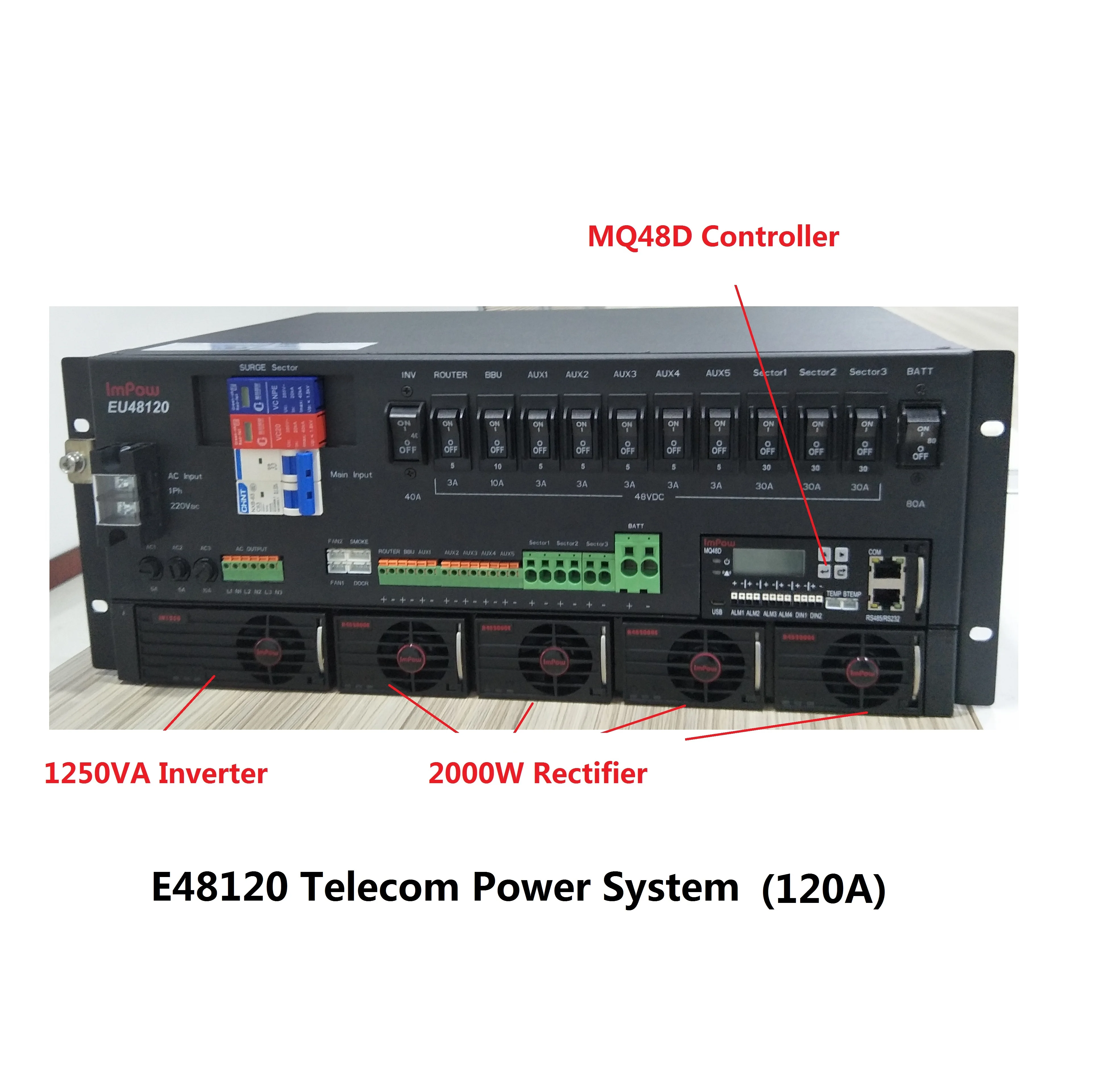 Rack mount dc ac 48Vdc to 220 230Vac 3000va inverter back up power telecom rectifier system off Grid