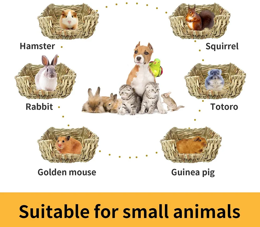 Dropshipping Handcraft Woven Grass Hamster Nest Rabbit House Cage Natural Grass Bed Nest