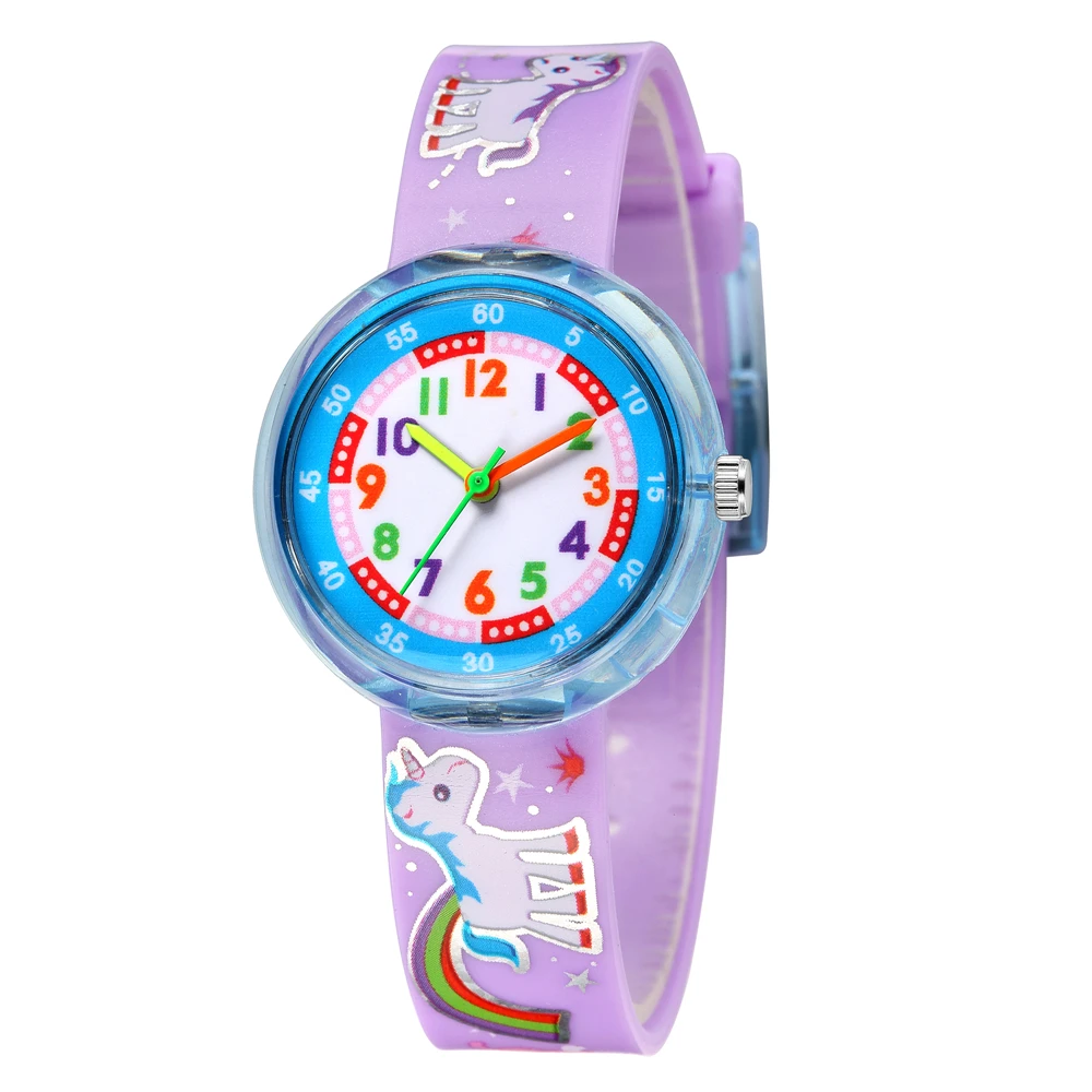 
Kids Watches Girls Pink Flower Printed Plastic Band Cartoon Watch Cute Baby Girl Clock Quartz Watches 