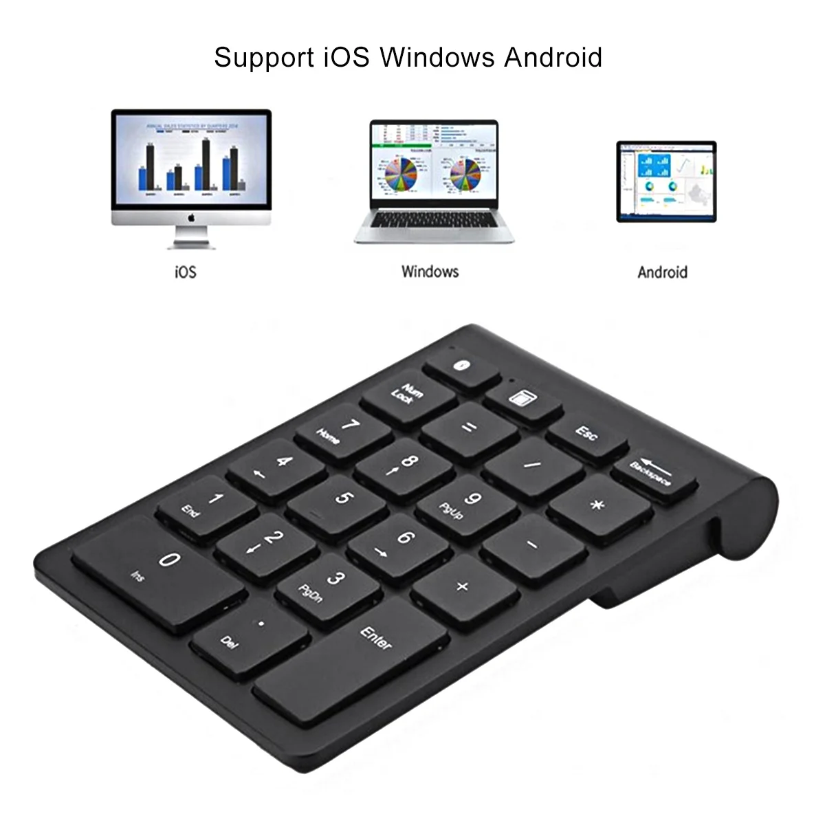 Wireless Numeric Keypad 22 Keys Portable Number Numpad with 2.4G Mini USB Receiver for Laptop Notebook, Desktop, PC