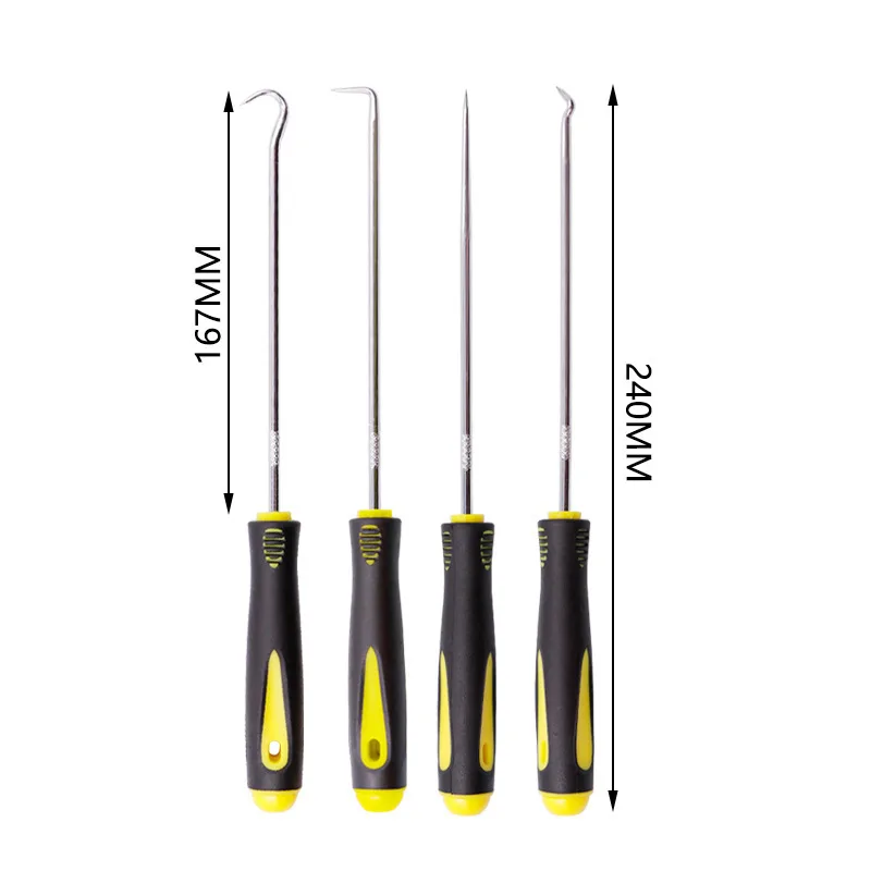 4Pcs Durable Automotive Car Hook Oil Seal O-Ring Remover Hand Tools Kit Scraper Remove 9.45inch Pick Tool Set