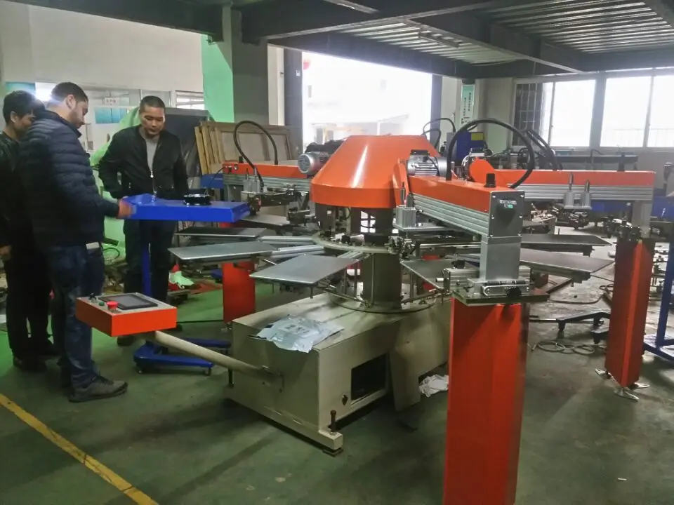 SPG series rotary nickel sheet feed flat bed silk screen printing machine for jeans plastic panel stadium cup traffic cones