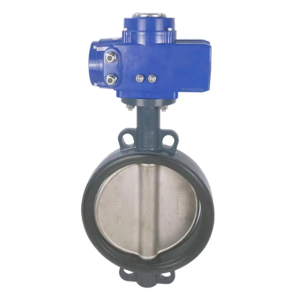 Dn 200 Gearbox With Spindle 6 Inch wafer motorized butterfly valve with electric actuator