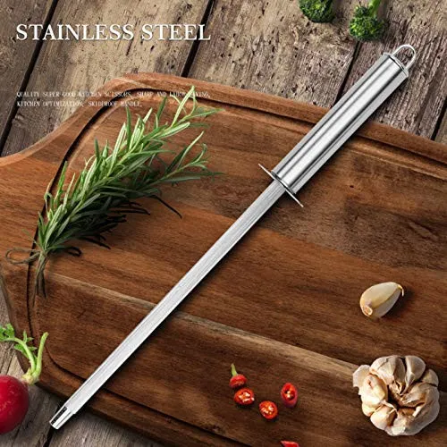 Stainless Steel 7.5 Inches Honing Sharpening Steel for all Knifes, Strong Sharpening Knife Slaughter, Home or Hunting Tools