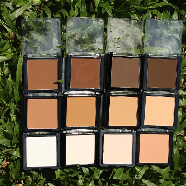 OCHAIN  OEM Vegan Makeup Cruelty Free Make Your Own Logo Long Lasting Matte Full Coverage Pressed Face Powder Compact Powder