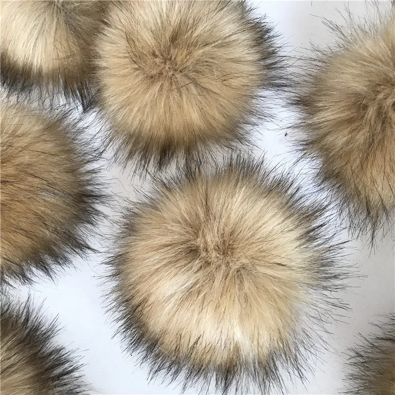 Faux Fox Raccoon Fur Pom Pom Balls 16cm DIY Craft PomPon for Hats Keychains Scarves Mitten Bags Accessories Hairball