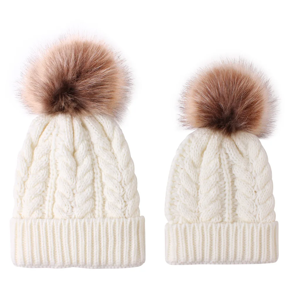 Factory Price News Twist Parent-child Lady Hat Mom Baby Keep Warm Knitted Hat