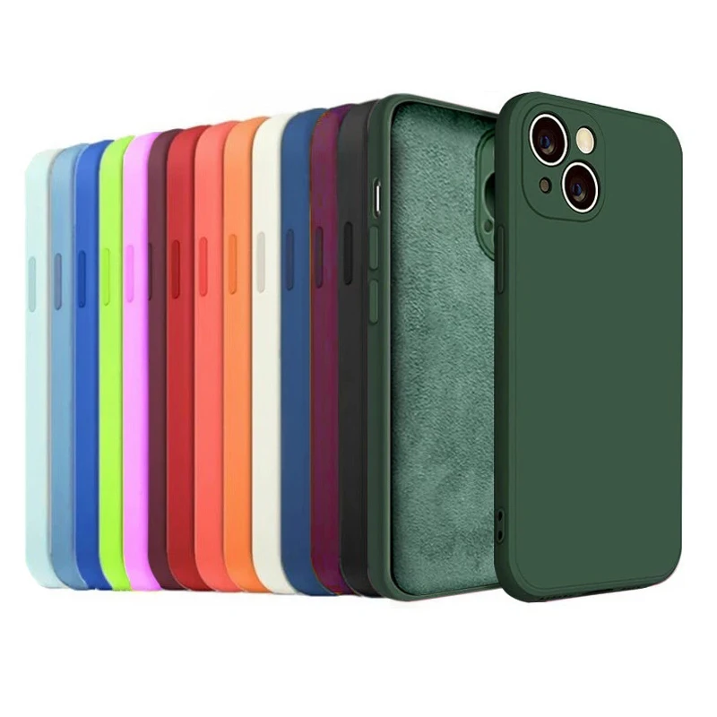 Original Factory Soft Liquid Silicone Phone Case For iPhone 14 13  Pro Max Camera Lens Protection Phone Cover For iPhone 14 Plus