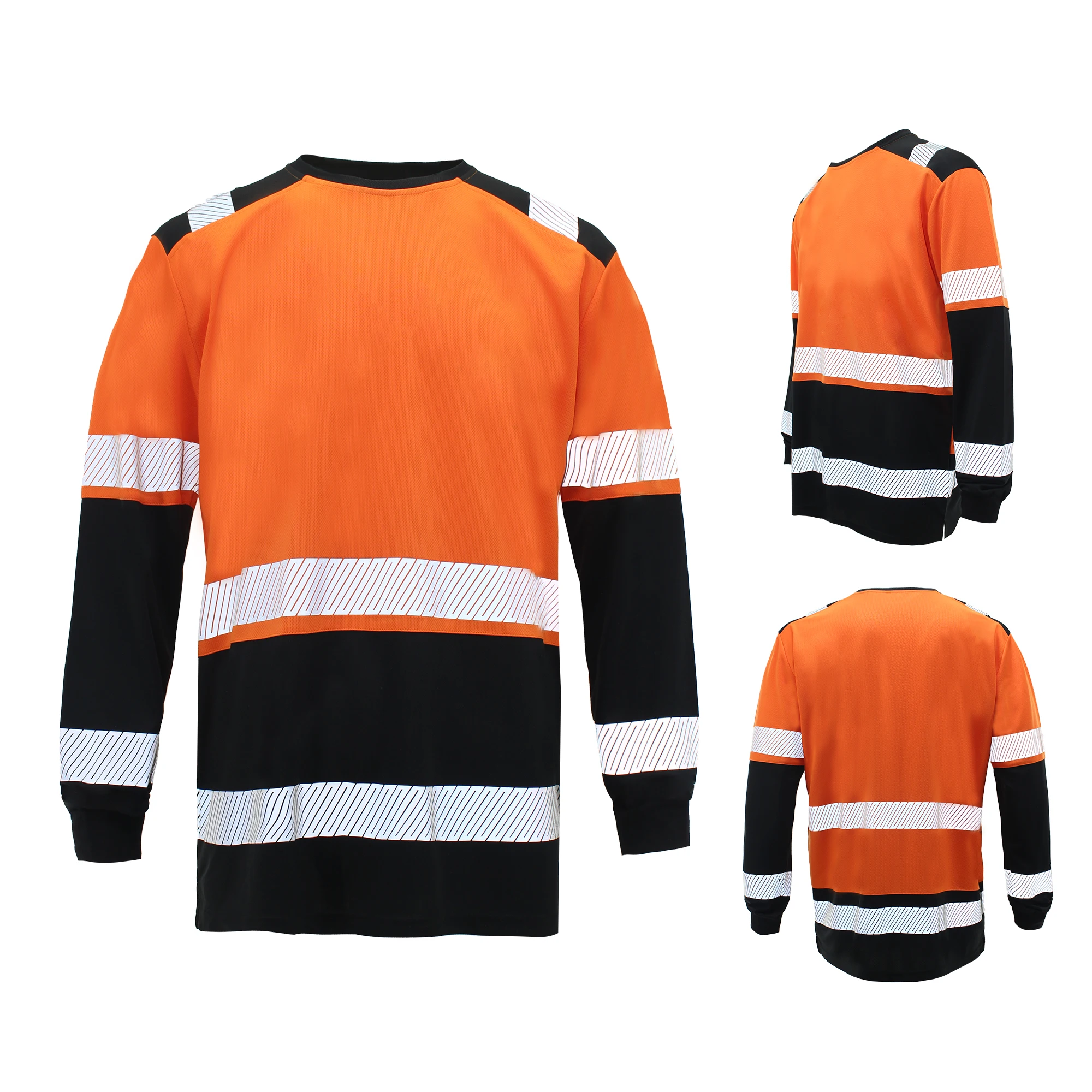 Long Sleeve Hi Vis Safety Tshirt High Visibility Mesh Fluorescent Reflective Safety Clothing Quick Drying Birdeye T shirt