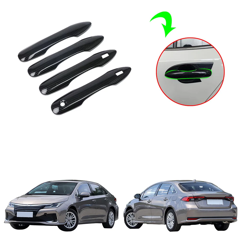 Car Accessories Body Kits Exterior Protector Carbon Fiber Pattern Door Handle Cover With Two Smart Hole For Toyota Allion 2021