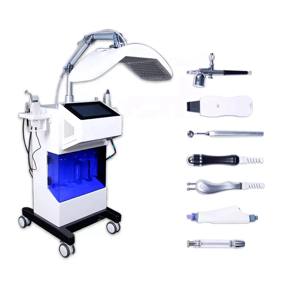 Professional Facial Skin Care Beauty Salon Equipment Hydro Dermabrasion with LED Light Therapy PDT LED Mask 7 lights