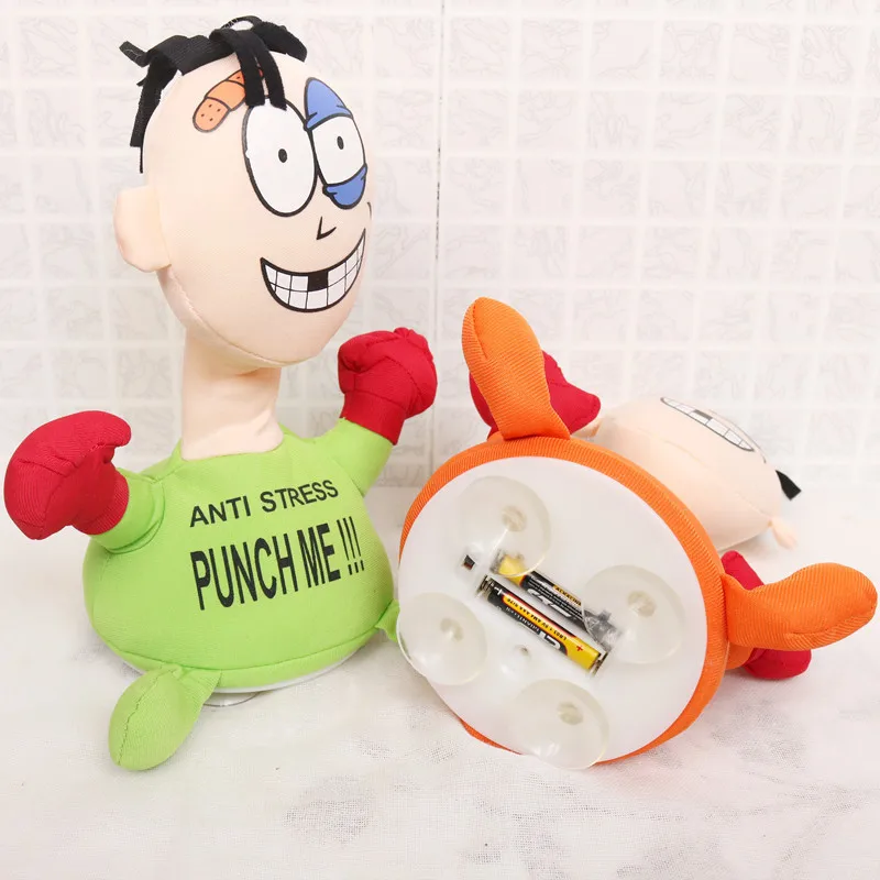 Electric Decompression Toys Anti Stress Plush Screaming Doll Punch Me Stress Relief Boxing Desk Toys