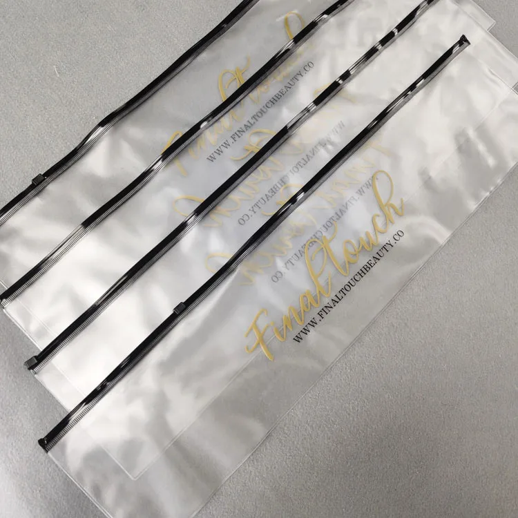 Biodegradable wig plastic packaging poly bag frosted zip lock hair extension bags