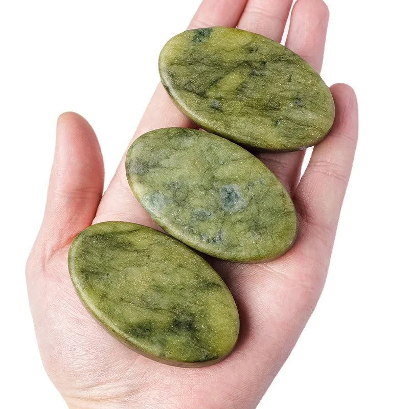 New Arrival Hot Sale Healing Stone Natural Crystal Green Jade Palm Stone Worry Stone Decorative Gift for Meditation