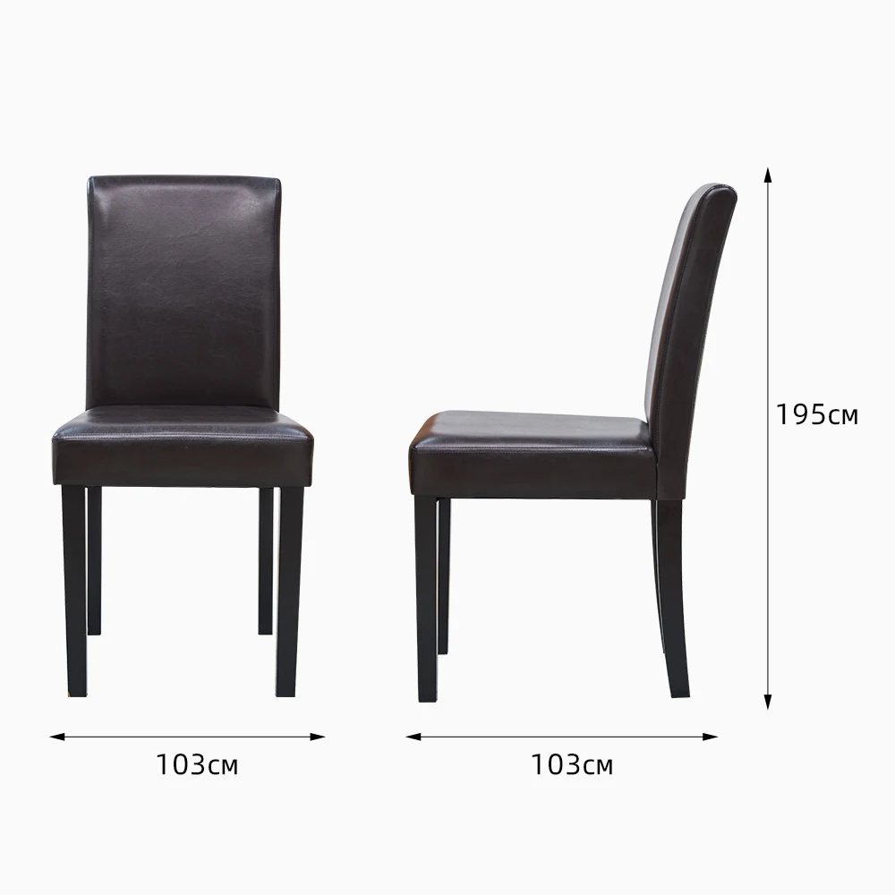 High Quality hotel Upholstered Dining Chair Kitchen PU Leather Padded Chair Solid Wood Frame Dining Room Furniture Dining Chair