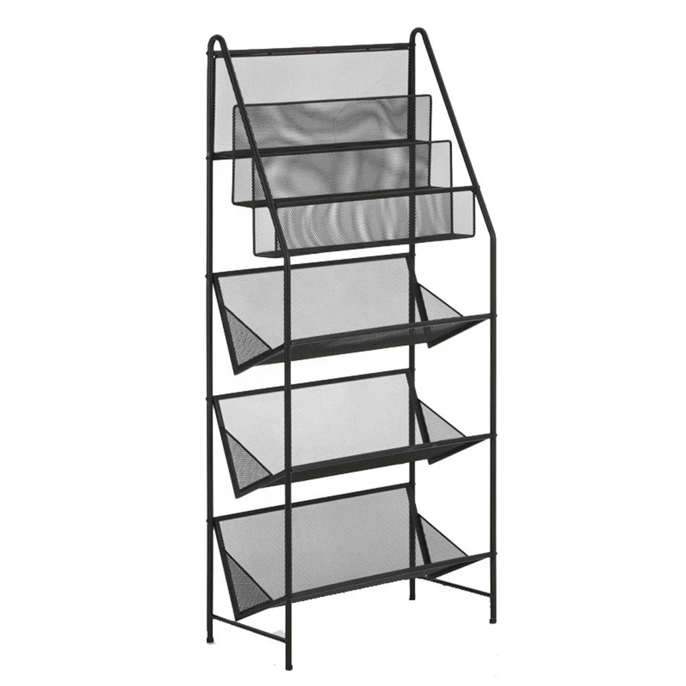 OEM High Quality Mesh Metal Newspaper Rack stand fold Magazine Stand Holder rack Metal newspaper and magazine Display Rack