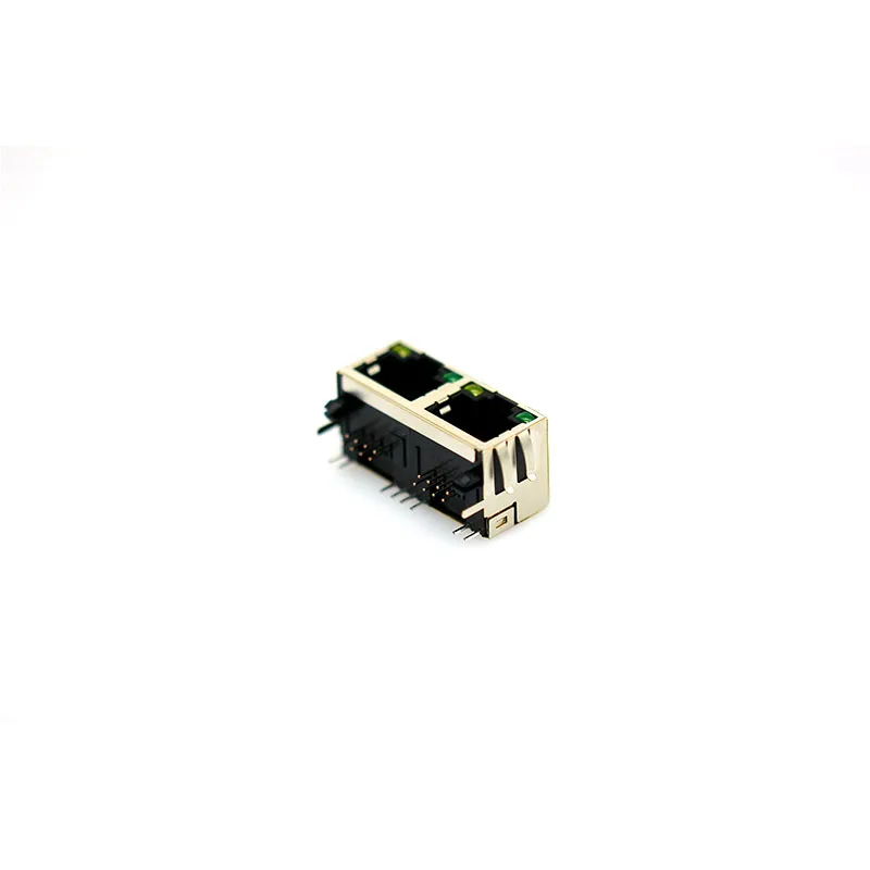 TWO Port Connecteur 16 mm sink plate Female Connector RJ45 Network Socket Connector with shrapnel and with led light