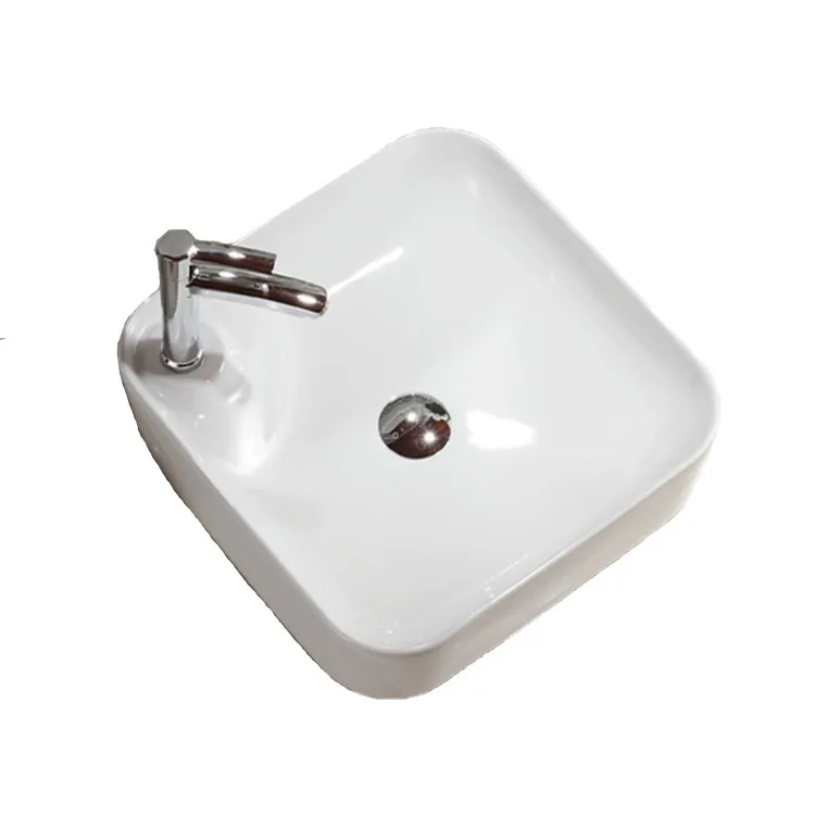 Modern European small size Smooth Surface NO Hole Square Countertop  Bathroom Snk Ceramic Thin Art Basin Hand Wash Basin