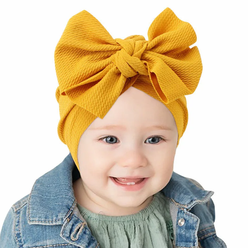 Infants Kids Gift Knotted Big Bowknot Hair Turbans Hats Baby Turban Hat with Bow Girls for Toddlers (1600608798992)