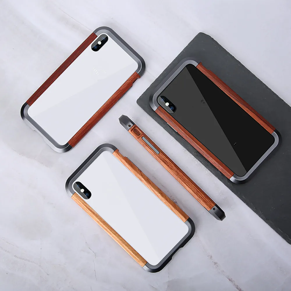 Ultra-Thin Aluminum Wood Metal Aluminum Bumper Case For iPhone