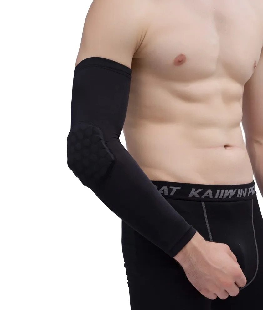 Hot sale Anti collision Basketball Arm Guard Honeycomb Long Elbow Pads