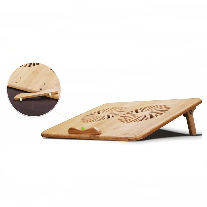 New Eco-friendly Product For 14 15.6 17 Inch Laptop Cooling Fan Adjustable Ergonomic Design Two Usb Port Laptop Stand Bamboo