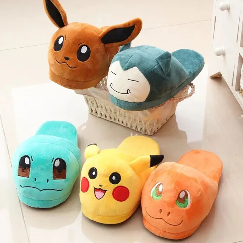 Плюшевые домашние хлопковые тапочки Pokemon Pikachu Snorlax расширенные и