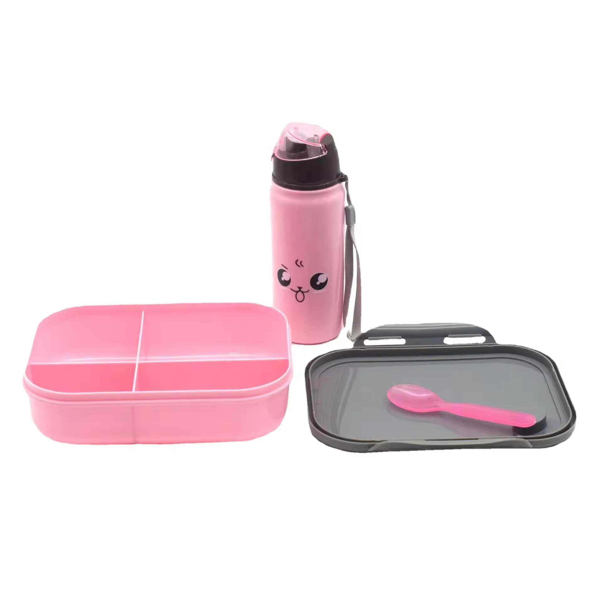 Lunch Box 2 in 1 Kid Children Water Bottle Bento Lunch Box Microwave Oven Plastic Food Box
