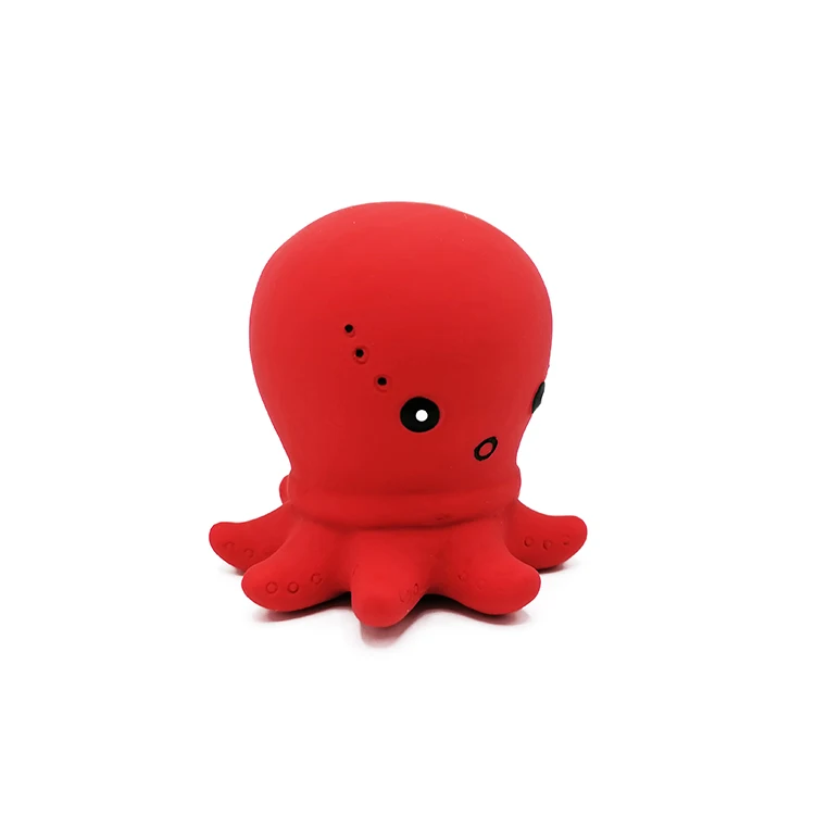 Natural Rubber Floating Purple Octopus with 3 Hoopla Rings Interactive Bath Toy