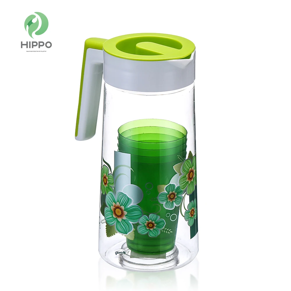 Popular 2.6L plastic water pitcher with cups