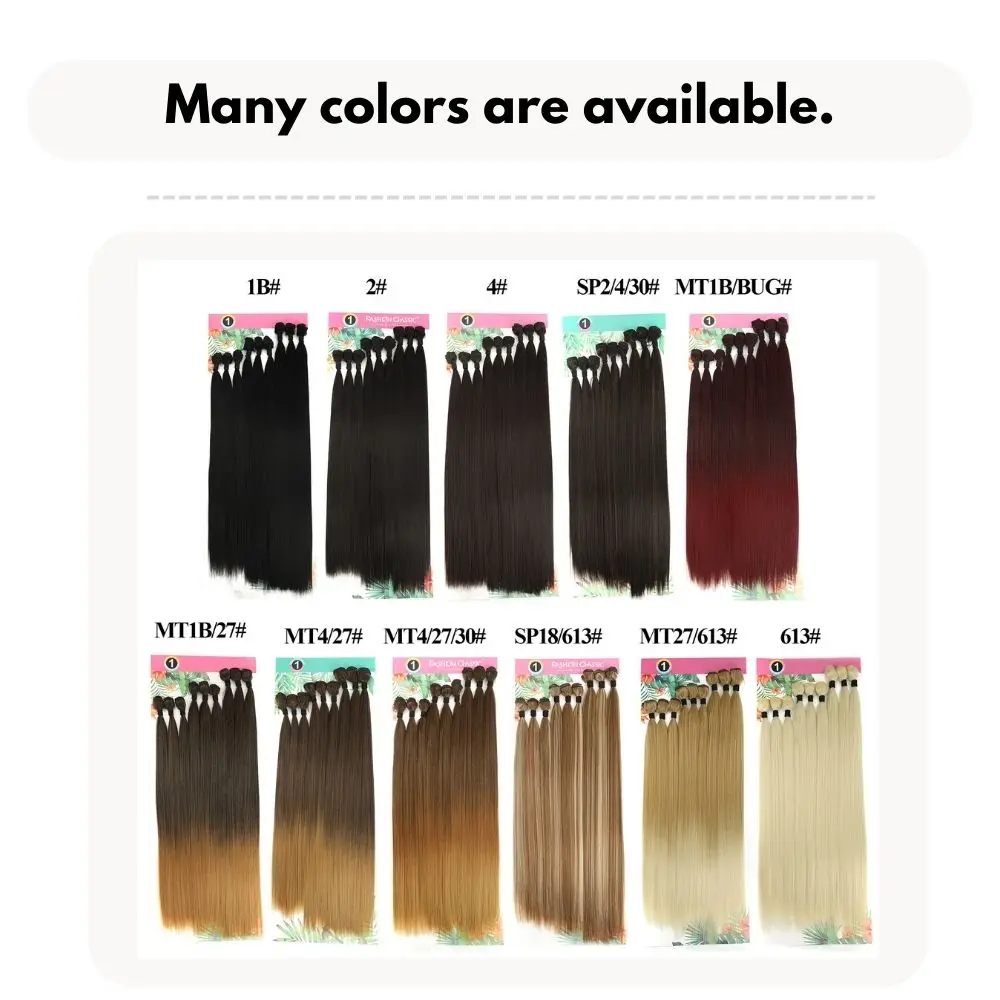 9 PCS Bone Straight Hair Weaving Bundles Pack Synthetic Straight High Temperature Protein Fiber Hair Extension Vendor For Women