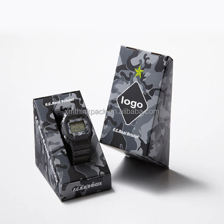 Factory Custom printing folding triangle paper display box for digital watches smart sport children watch box