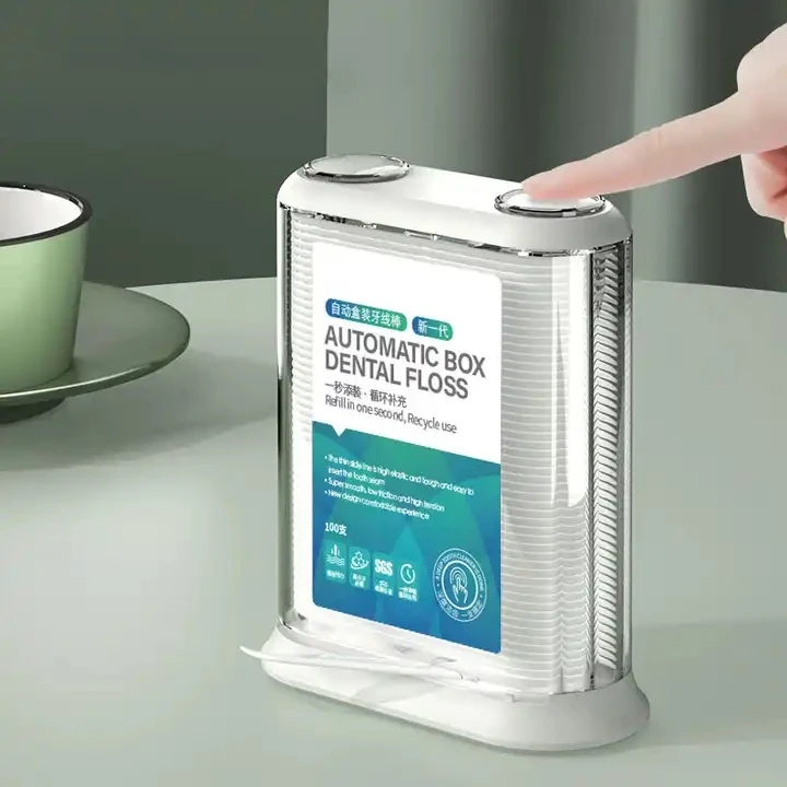 Automatic dispenser 100pcs box packing tooth pick floss picks dental floss pick for home use