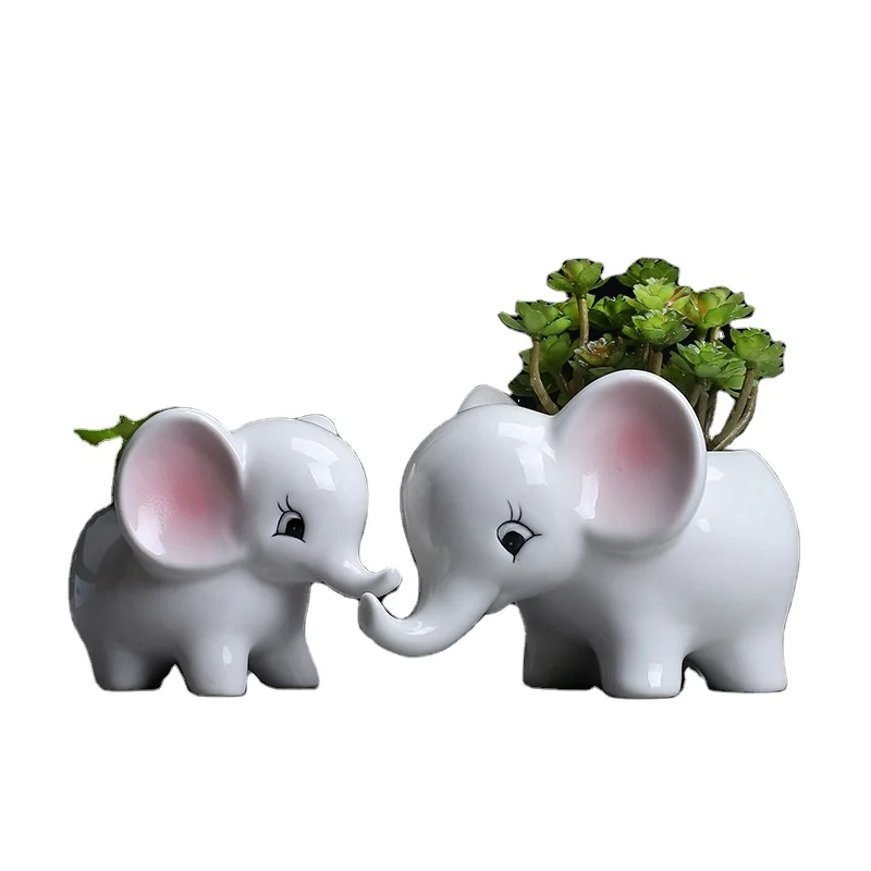 Cheap Factory White Elephant Flowerpot succulent flowerpot ceramic bonsai pot garden flower pot flowerpot