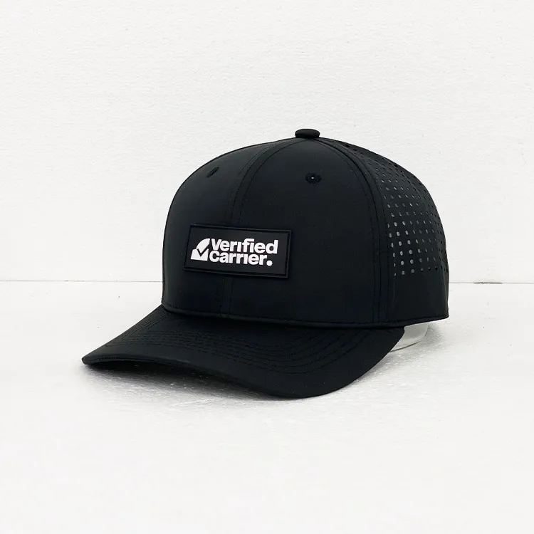 Wholesale  6 Panel Custom Logo Baseball Hats Woven Patch Trucker Caps Laser Cutting Hole  Waterproof Sports Caps trucker hats