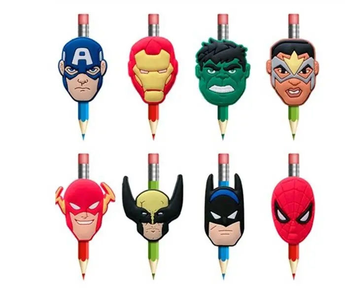 Cartoon Figures Pencil Topper Straw Charm Pens Accessories students Supplies Pencil Grip Pen Holders Kids Gifts
