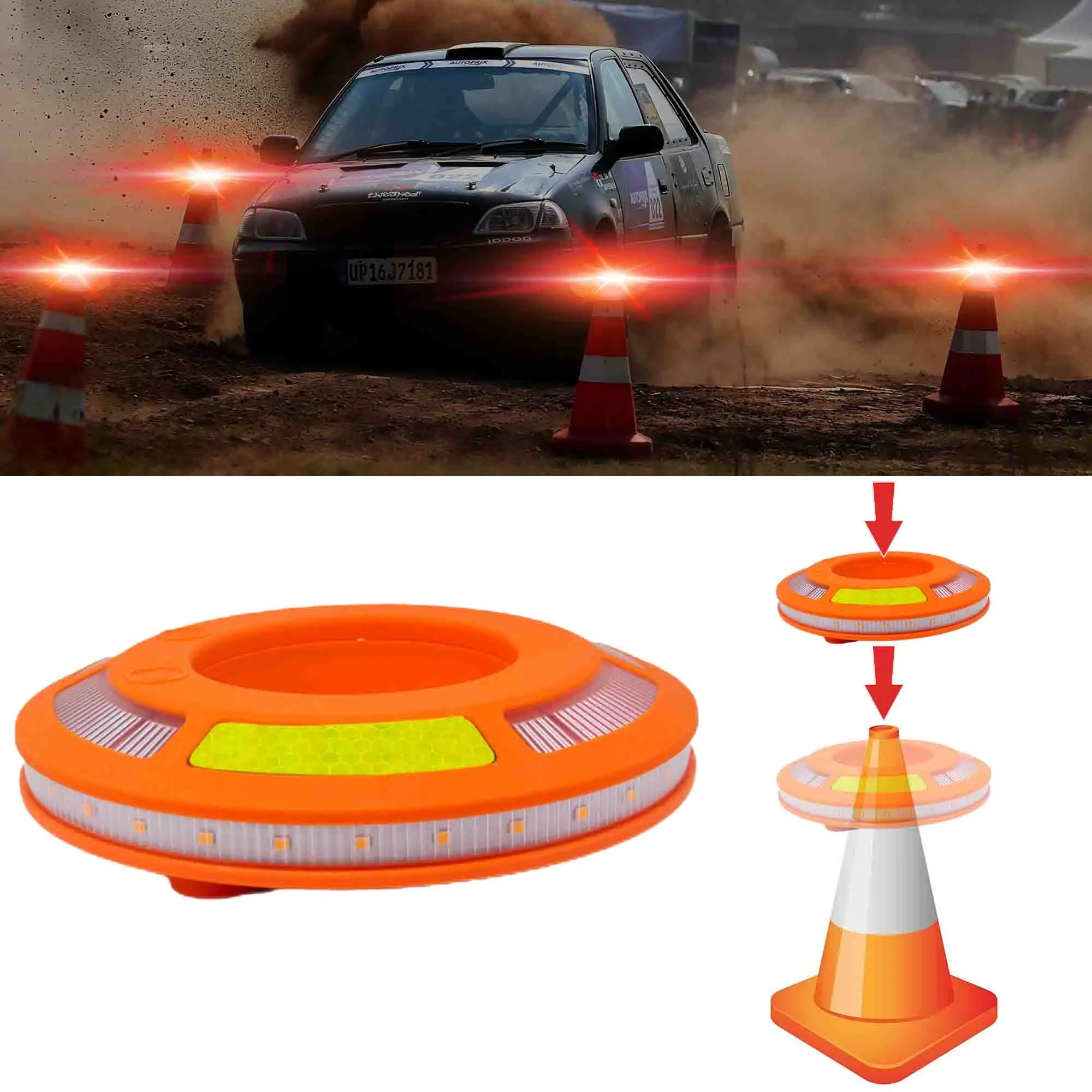 Rechargeable Road Cones Commander Ring Lamp Obstruction Light Warning Barricade Flare Strobe Led Beacon Light For Traffic Cone