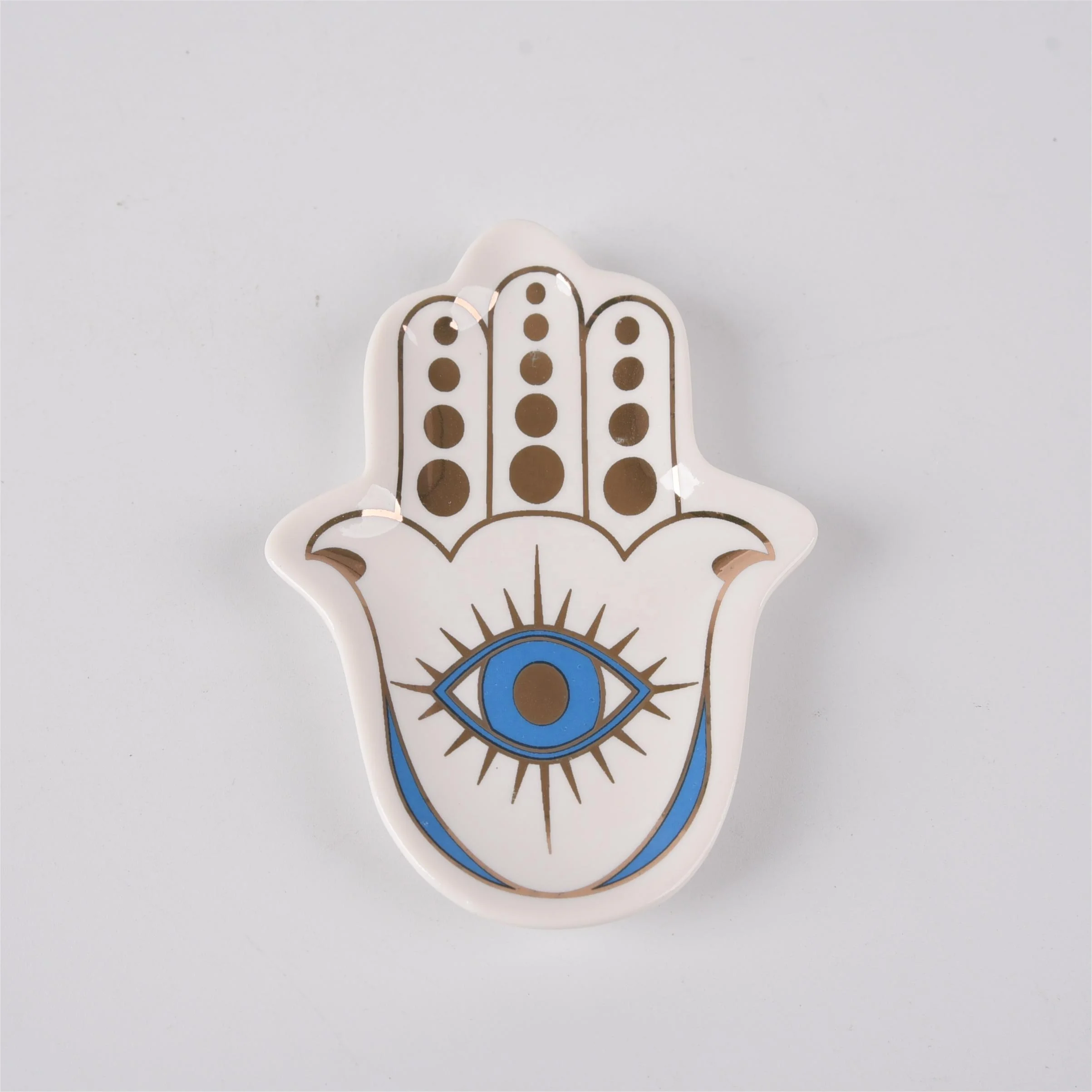 Gorgeous Hot - Fancy Hand - Shaped Ceramic Trinket & Jewelry Tray with Gold Rim - Ideal for Decoration and Storage