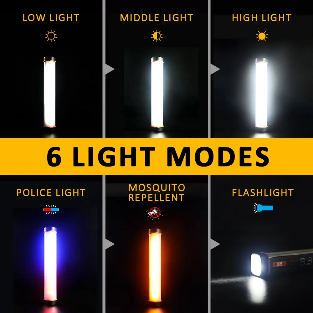 IPX5 Water-resistant USB-C Rechargeable Lanterns Mosquito Orange Light Camping LED Camping Lantern with Torch Light