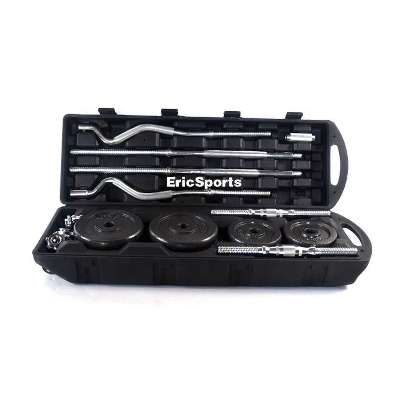 Manufacture Free  Gym Fitness  Equipment 55KG Adjustable Black weight lifting Dumbbell Set