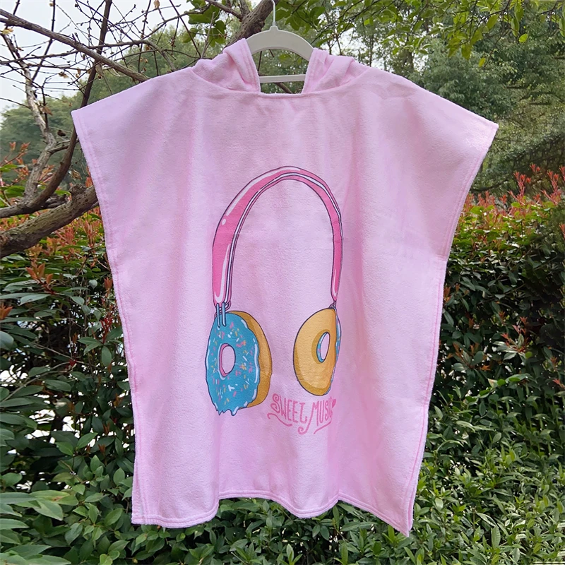 Hot selling  High Quality   Custom    Kids cartoon mermaid and dream catcher Hooded Towel  Bath Robe Children Beach Surf  Poncho