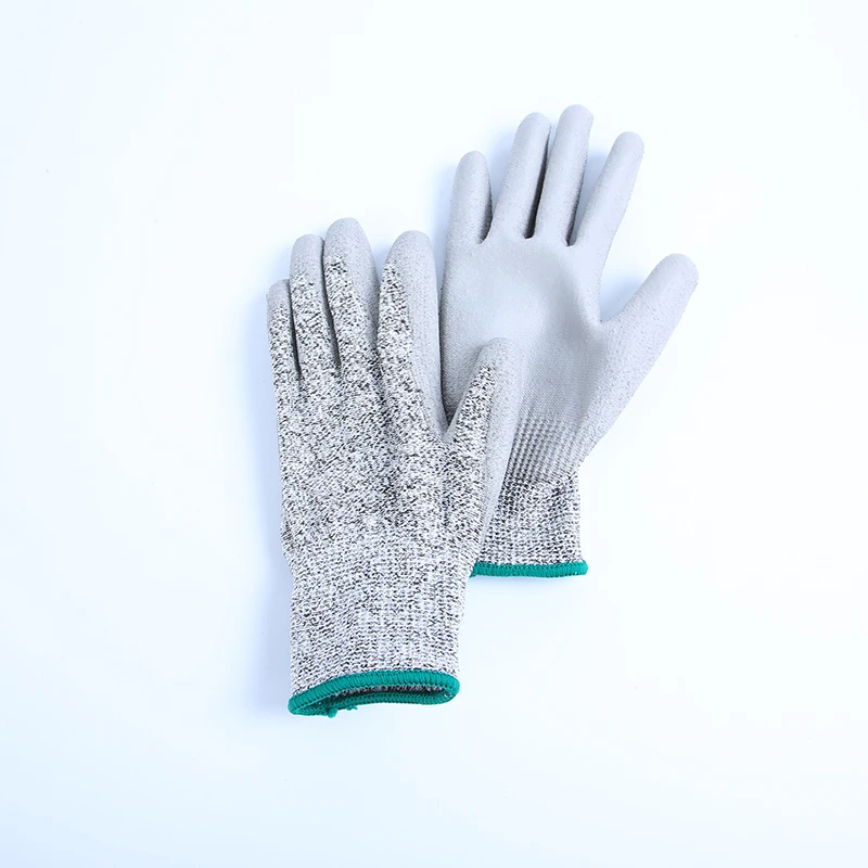 Machine Needle Seamless Knitted Gants PPE Cut Resistant Glove PU Coated For Industrial Use Anti Cut Work Safety Construction Luv