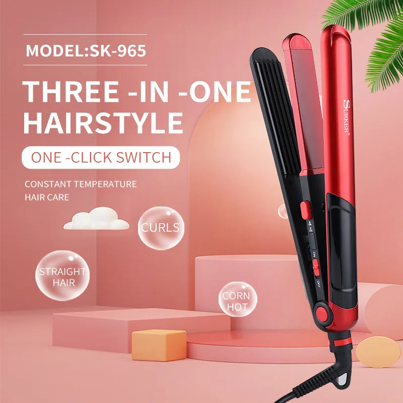 SURKER 3 In 1 Hairstyle Professional Hair Curling Iron Female Hair Straightener