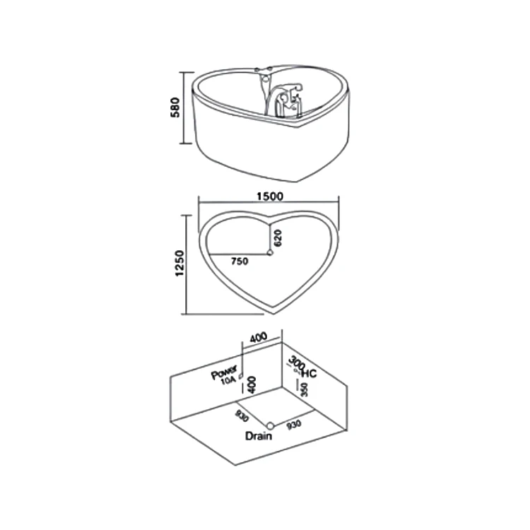 Modern Heart-shaped Double Portable Adult Bathtub Sanitary Ware Bath Tub From China Pink Color Massage For Hotel