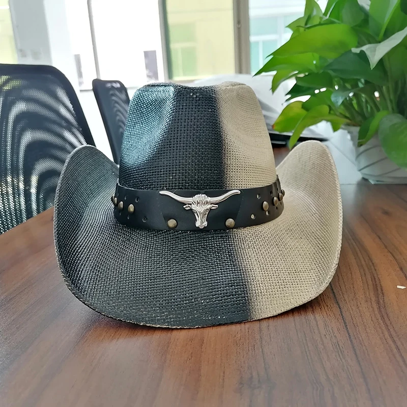 Мужская бумажная соломенная ковбойская шляпа 1803C, американский флаг США, соломенная шляпа с рисунком, волнистые поля, флаг США, соломенная ковбойская шляпа